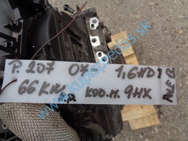 motor na peugeot 207 1,6hdi, 9HX, 66kw